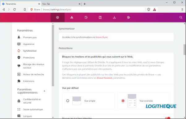 Setting interface Brave